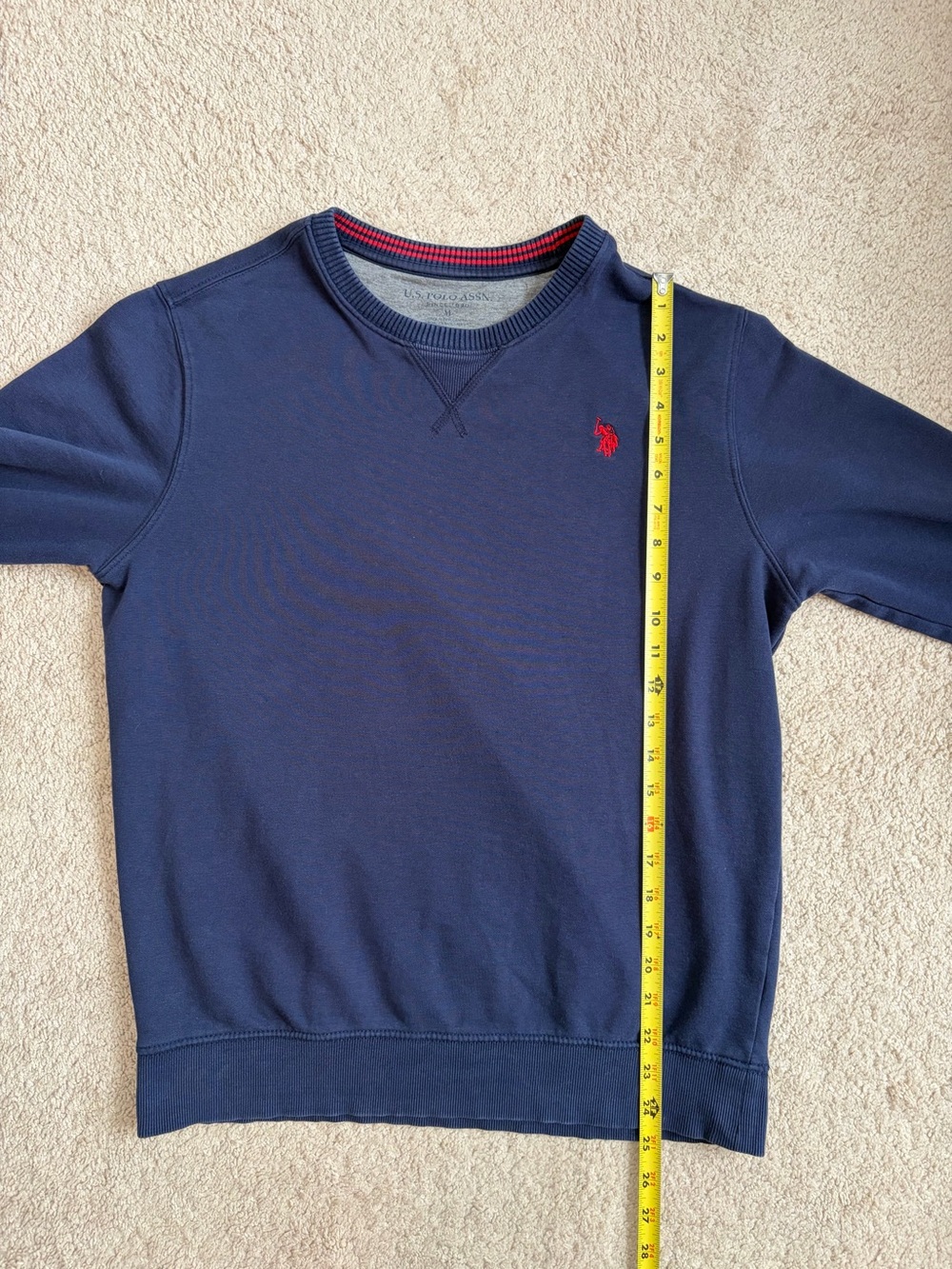 US Polo Assn Men's Sz Medium Navy Blue Crewneck Sweatshirt Luxury Feel Pullover - Picture 9 of 10